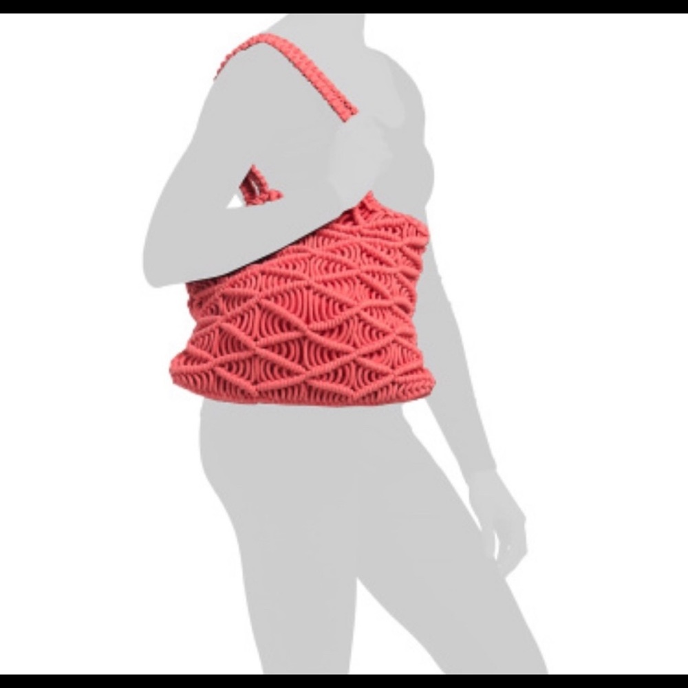 C+C  Beach Collection handcrafted macramé tote shoulder, Coral, NWT